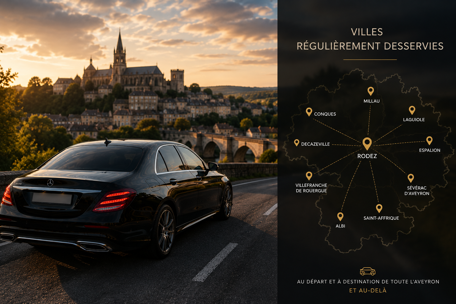 Villes régulièrement desservies au départ de Rodez